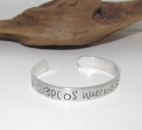 PCOS awareness warrior cuff bracelet, awareness jewelry, chronic illness awareness gift, personalized bracelet for her, hand stamped jewelry