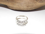 sterling silver skinny stacking name ring set, personalized name jewelry, hand stamped jewelry, Anniversary gift for mom