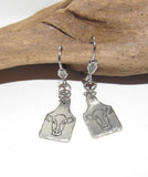 cow earrings, dangle drop earrings, farm animal jewelry , farm life jewelry , personalized earrings , stamped jewelry, bff cow lover gift