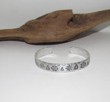 Christmas snow flake ring and bracelet set, adjustable ring, tree adjustable cuff, stamped jewelry, stocking stuffer bracelet