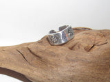 Christmas snow flake ring with trees, adjustable ring ,stamped ring, stocking stuffer ring