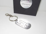 pregnancy's announcement gift, mom to be keyring , stamped keyring for dad or mom, personalized baby announcement gift, baby shower gift