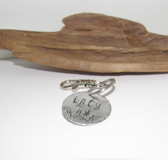 Custom Personalized Metal Horse Halter Tag, Hand stamped Horse ID Tag, Equine Bridle Tag, emergency contact Pony Tag