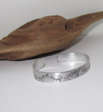 Pewter humming bird bracelet, stamped jewelry, personalized jewelry, brides maids gifts, nature flower jewelry