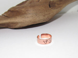 personalized copper western ring