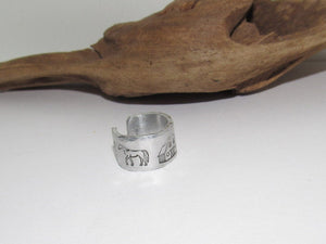 Horse lover Adjustable stamped ring, barn aluminum ring, inspiration rings, adjustable silver ring, stamped jewelry,