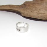 Love Adjustable stamped ring,  love aluminum ring, inspiration rings, adjustable silver ring, stamped jewelry,