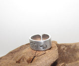 Momma elephants Adjustable stamped ring,  baby elephants love aluminum ring, inspiration rings, adjustable silver ring, stamped jewelry,
