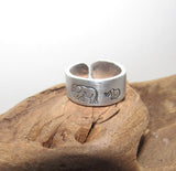 Momma elephants Adjustable stamped ring,  baby elephants love aluminum ring, inspiration rings, adjustable silver ring, stamped jewelry,