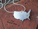 Hand stamped jewelry, personalized jewelry, custom  jewelry, best friend jewelry, USA Charm, long distanced necklace, custom jewelry
