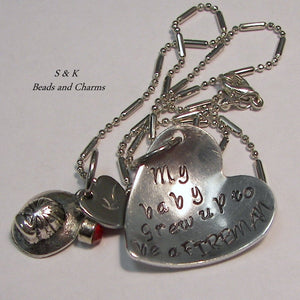 Gift for fire fighter mom, Custom hand stamped personalized mothers jewelry , mothers necklace with kids names handstamped jewelry