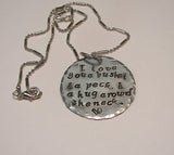 I love you a bushel and a peck and a hug around the neck, custom Hand stamped jewelry,  personalized mothers necklace with kids initals