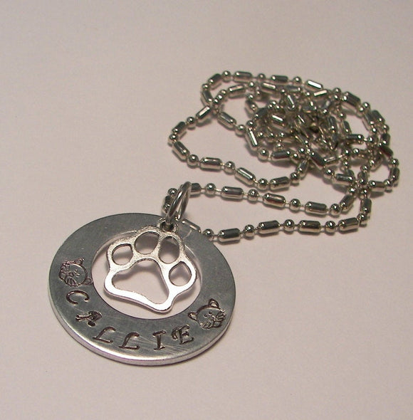 Pet mom necklace, custom personalized hand stamped jewelry , animal lover necklace handstamped jewelry