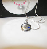 tiny inital necklace with birthstone, name necklace brides maid gift, mothers initial necklace handstamped jewelry