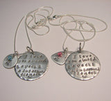 I love you a bushel and a peck and a hug around the neck, custom Hand stamped jewelry,  personalized mothers necklace with kids initals