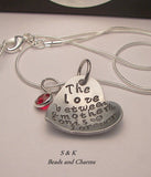 The love between a mother and son is forever, Hand stamped jewelry, sterling silver, engraved jewelry, mommy necklace, custom stamped, heart