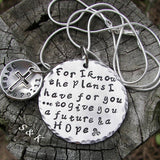 sterling silver For I know the Plans I have for you custom hand stamped jewelry, personalized religious necklace, Jeremiah 29:11
