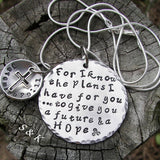 For I know the Plans I have for you custom hand stamped jewelry, personalized religious necklace, Jeremiah 29:11