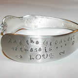 Vintage silverware personalized hand stamped cuff bracelet, custom spoon and silverware jewelry,  uniqe spoon bracelet