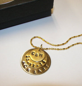 Gold mommy necklace with kids names, personalized jewelry and gifts,  custom hand stamped necklace for mom , anniversary gift for her